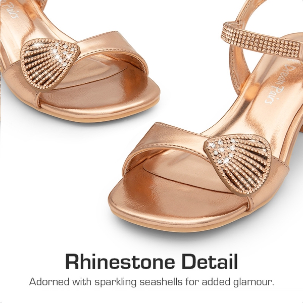 Girls Sandals Ankle Strap - CHAMPAGNE-RHINESTONE - 1